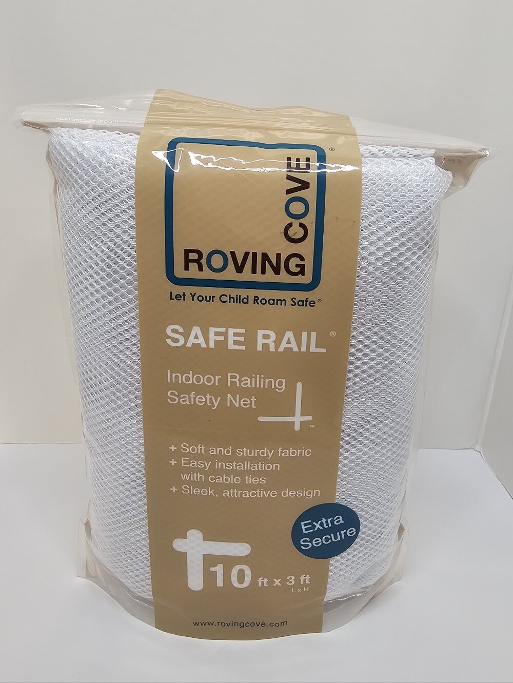 Roving Cove Safe Rail Indoor Railing Safety Net Banister Guard White 10ft x 3ft